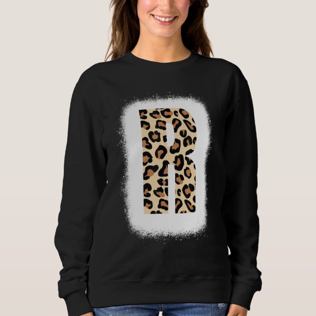 Sudadera Letra de impresión Cheetah R Letra inicial R Leopa (Anverso)