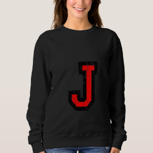 Sudadera Letra femenina J (rojo vintage)