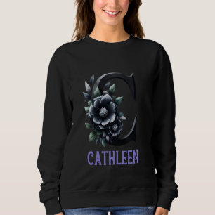 Sudadera Letra floral negra nombre Chica de alfabeto católi