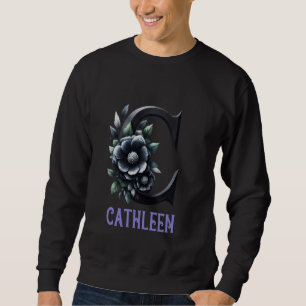 Sudadera Letra floral negra nombre Chica de alfabeto católi