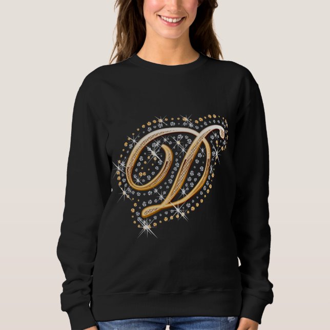Sudadera Letra inicial D del monograma del oro (Anverso)