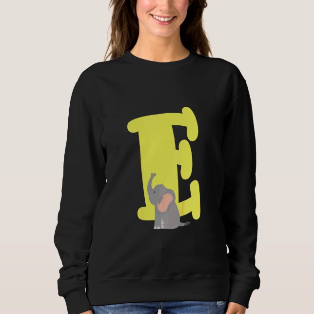 Sudadera Letra Kids Capital E Elephant Cute Kids Alphabet (Anverso)