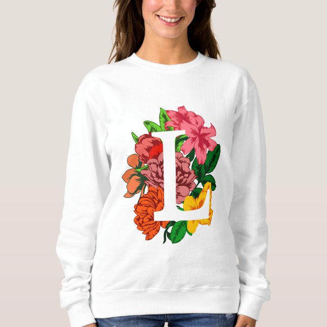 Sudadera Letra mayúscula L monograma floral (Anverso)