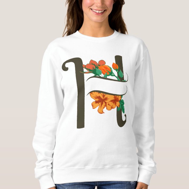Sudadera Letra mayúscula Monograma floral H (Anverso)