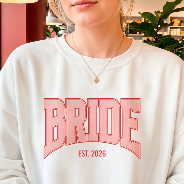 Sudadera Letra universitaria BRIDE de purpurina falsa roja  (Subido por el creador)