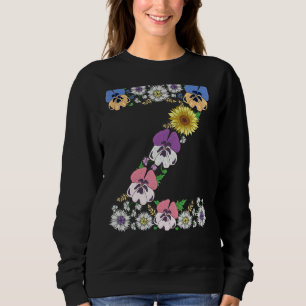 Sudadera Letra Z Cuta Monograma inicial Alfabeto floral Let