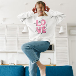 Sudadera Letras de amor rosadas con acuarela