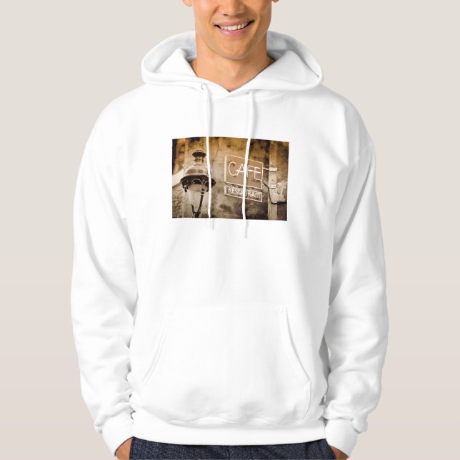 Sudadera Letrero de café sepia, París, Francia (Anverso)
