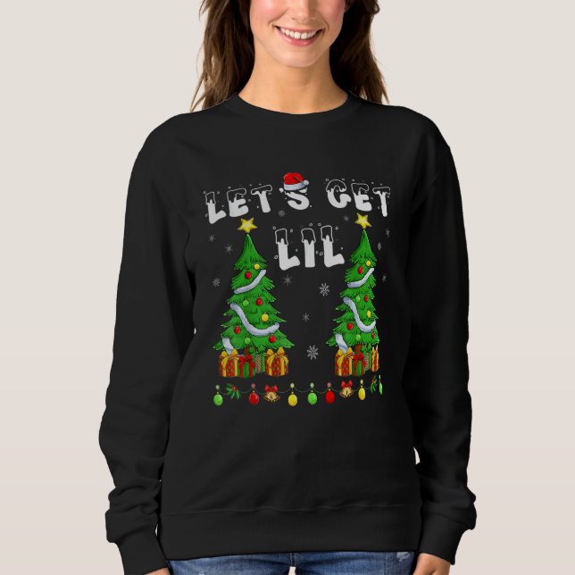 Sudadera Let's Get Lit Drinking Santa Hat Christmas Lights  (Anverso)