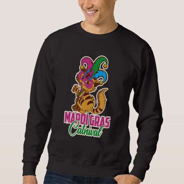 Sudadera Let's Mardi gras y'all carnival cat mask catrival (Anverso)