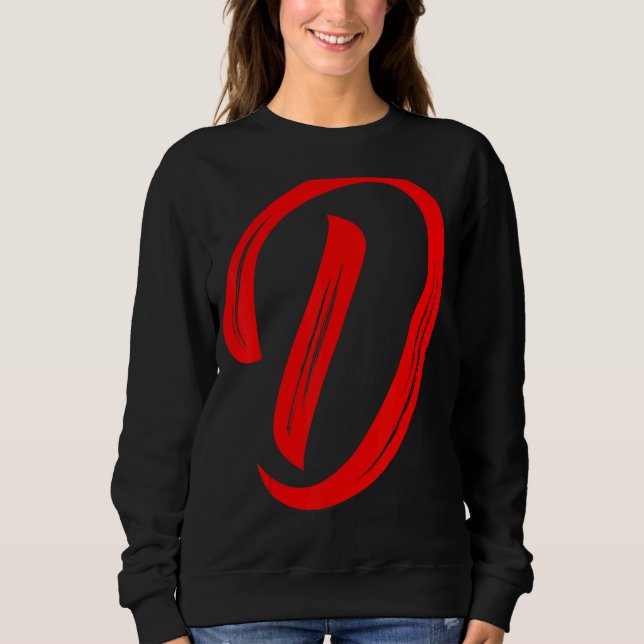Sudadera Letter D Alphabet Large Red Graphic Initial (Anverso)
