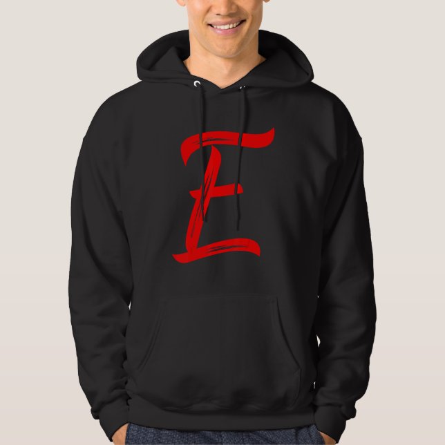 Sudadera Letter E Alphabet Large Red Graphic Initial (Anverso)