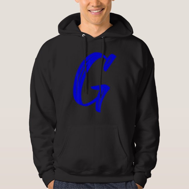Sudadera Letter G Alphabet Large Blue Graphic Initial (Anverso)