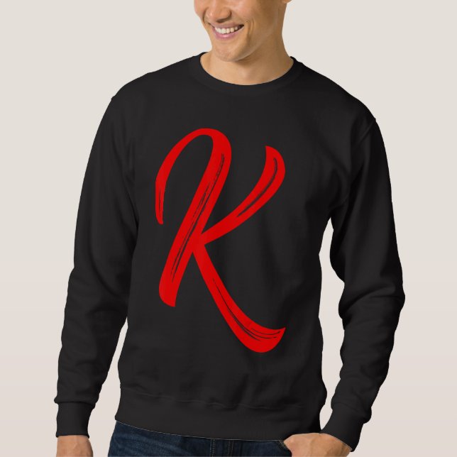 Sudadera Letter K Alphabet Large Red Graphic Initial (Anverso)
