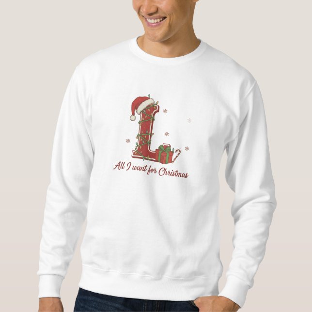 Sudadera Letter L Christmas Monogram Design (Anverso)