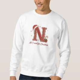 Sudadera Letter N Christmas Monogram Design