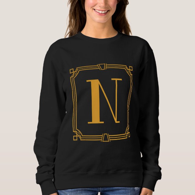 Sudadera Letter N Monogram Alphabet N Initial Geometric Dec (Anverso)