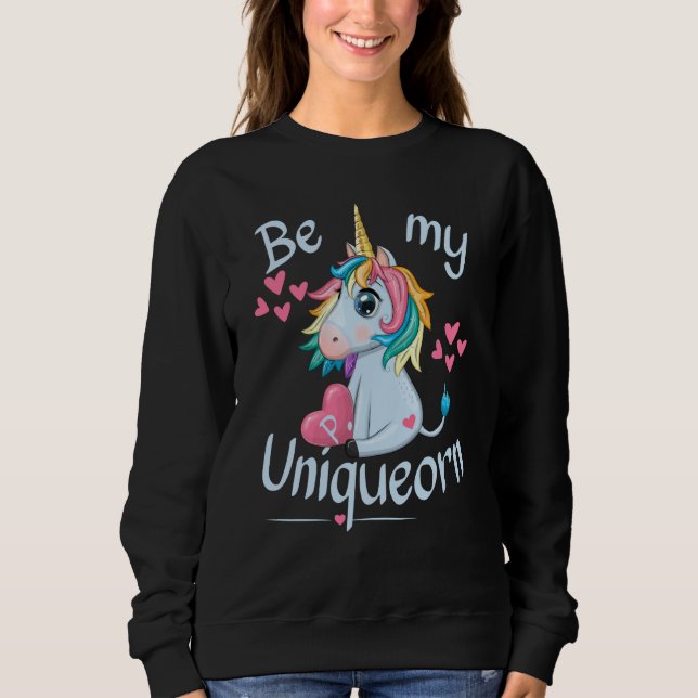 Sudadera Letter P Be my Uniqueorn Happy Valentines Day Unic (Anverso)