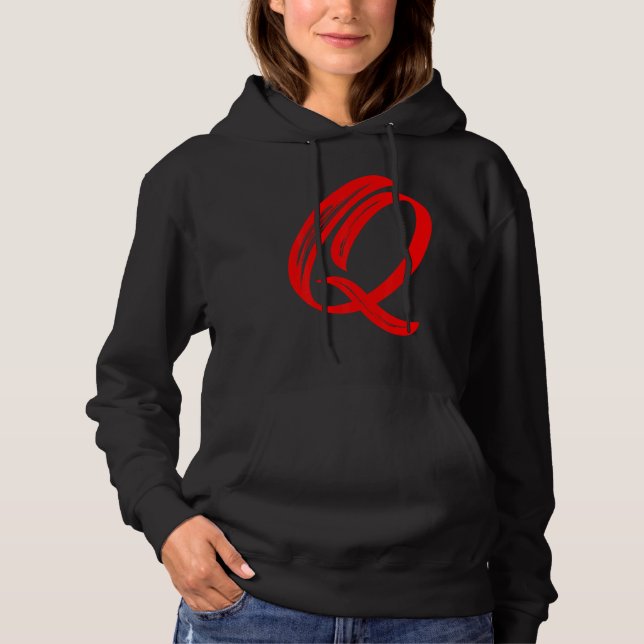 Sudadera Letter Q Alphabet Large Red Graphic Initial (Anverso)