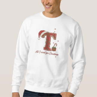 Sudadera Letter T Christmas Monogram Design