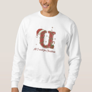 Sudadera Letter U Christmas Monogram Design
