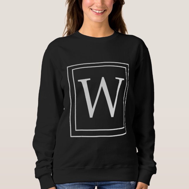 Sudadera Letter W Monogram English Alphabet W Initial Gray (Anverso)