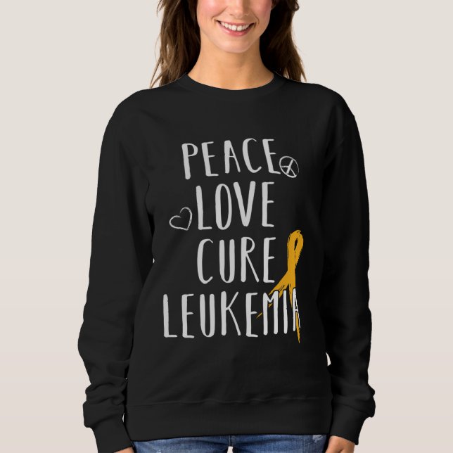 Sudadera Leukemia Awareness  Love Peace Cure Leukemia (Anverso)