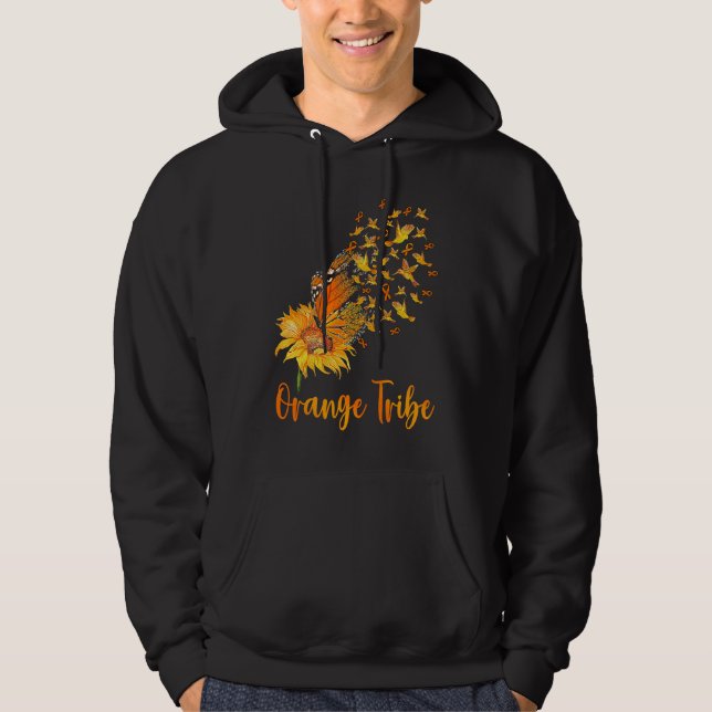 Sudadera Leukemia Awareness Sunflower Butterfly Orange Ribb (Anverso)