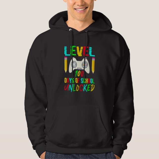 Sudadera Level 100 Day Of School Unlocked Gaming Gamer Cute (Anverso)
