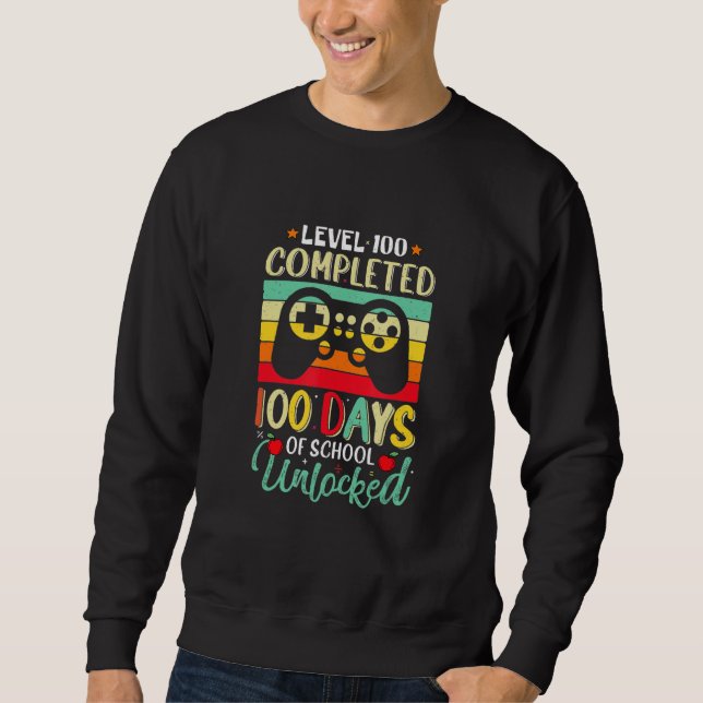 Sudadera Level 100 Days Of School Completed Gamer 100th Day (Anverso)
