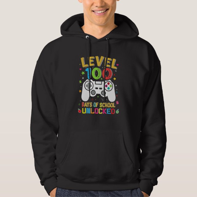 Sudadera Level 100 Days Of School Unlocked Gamer 100th Day  (Anverso)