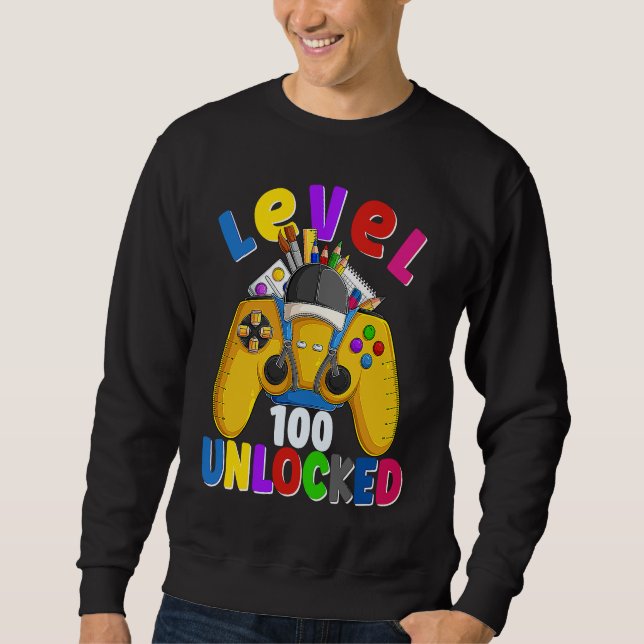 Sudadera Level 100 Days Of School Unlocked Gamer Video Game (Anverso)