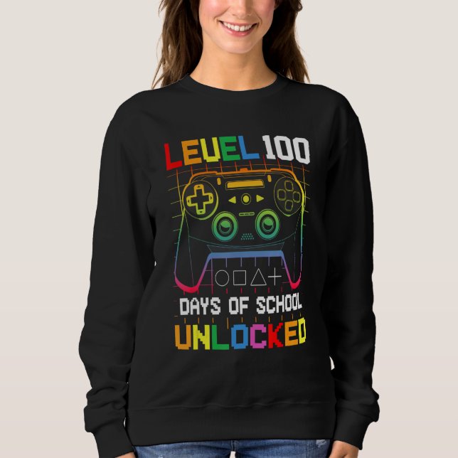 Sudadera Level 100 days Of School Unlocked Gamer Video Game (Anverso)
