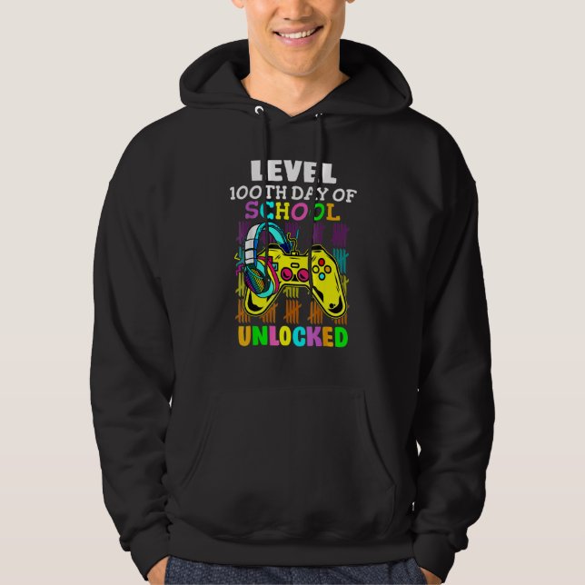 Sudadera Level 100 Days Of School Unlocked Gaming Shirts, V (Anverso)