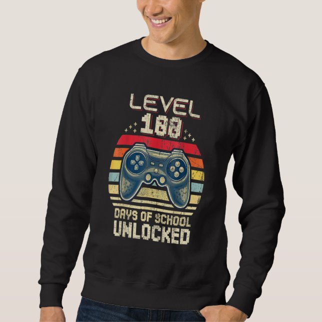 Sudadera Level 100 Days Of School Unlocked Retro Video Game (Anverso)