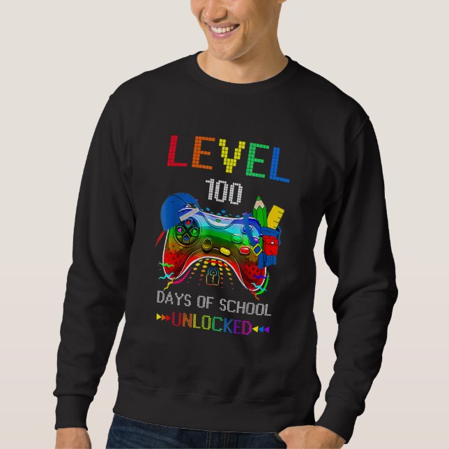 Sudadera Level 100 Days Of School Unlocked Video Game Gamer (Anverso)