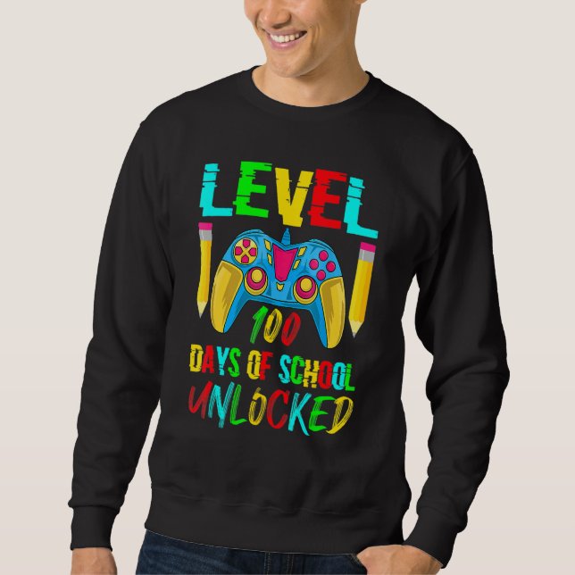 Sudadera Level 100 Days Of School Unlocked Video Gamer Cont (Anverso)