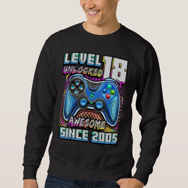 Sudadera Level 18 Unlocked Awesome 2005 Video Game 18th Bir (Anverso)