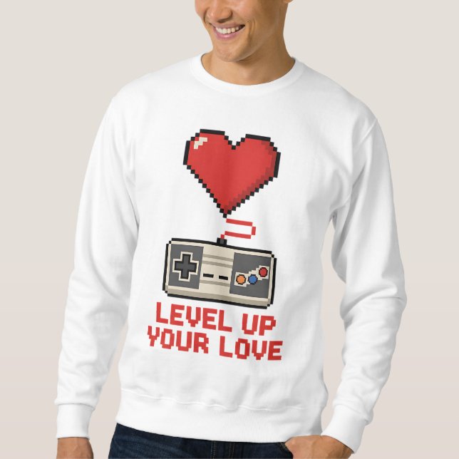 Sudadera Level Up Your Love, Retro Pixel Gaming Design (Anverso)