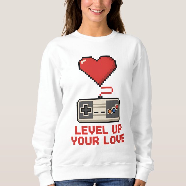 Sudadera Level Up Your Love, Retro Pixel Gaming Design (Anverso)