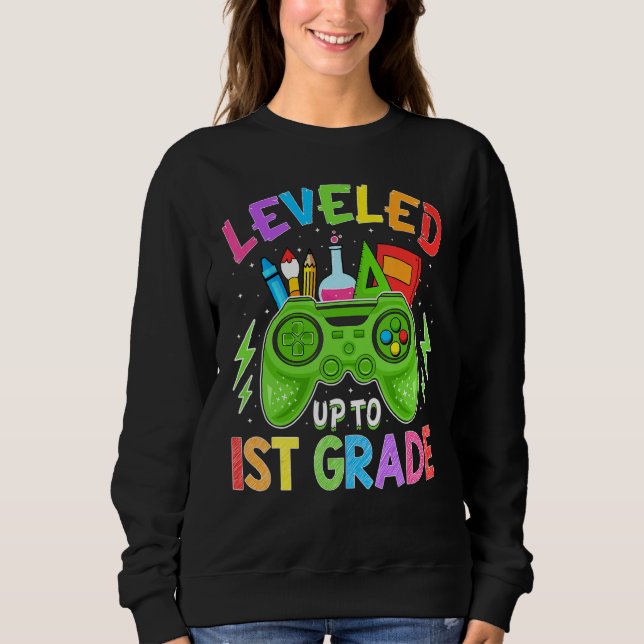 Sudadera Leveled Up To 1st Grade Gamer Back To School Stude (Anverso)