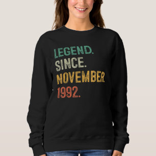 Sudadera Leyenda de 30 años desde noviembre de 1992 Cumplea