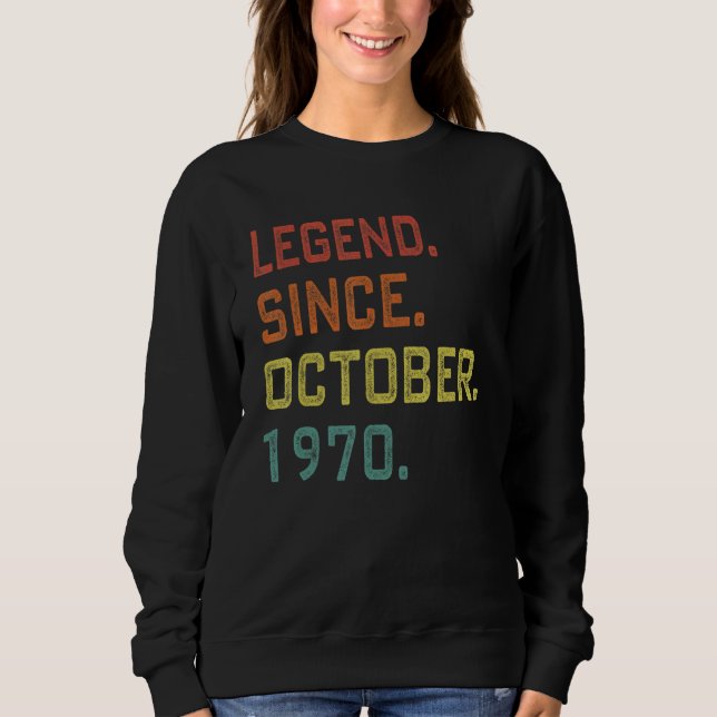 Sudadera Leyenda de 52 años desde octubre de 1970 52º nacim (Anverso)