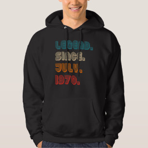 Sudadera Leyenda de color retro desde julio de 1970 Nacimie