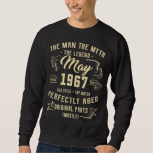 Sudadera Leyenda de mito masculino mayo 1967 55º cumpleaños