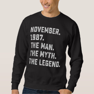 Sudadera Leyenda de mito masculino noviembre 1987 35º cumpl