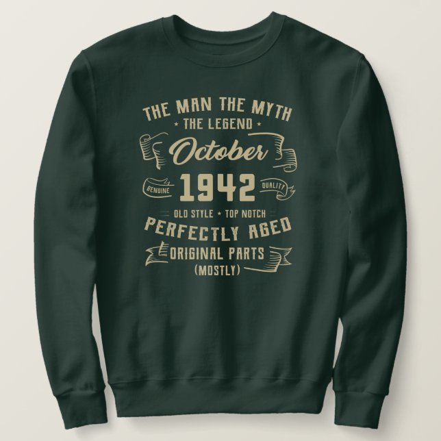 Sudadera Leyenda de mito masculino octubre 1942 80º cumplea (Anverso del diseño)