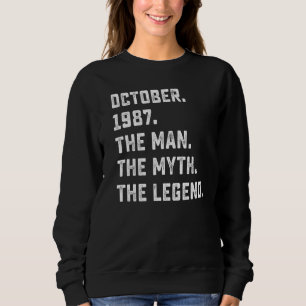 Sudadera Leyenda de mito masculino octubre 1987 35º cumplea