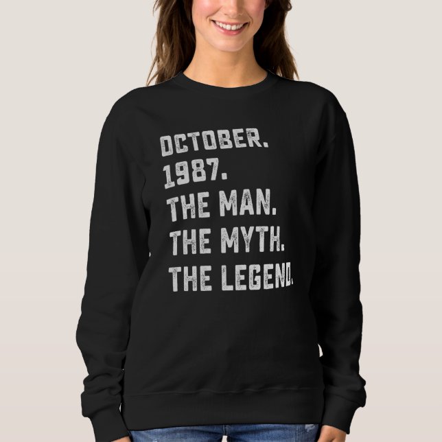 Sudadera Leyenda de mito masculino octubre 1987 35º cumplea (Anverso)