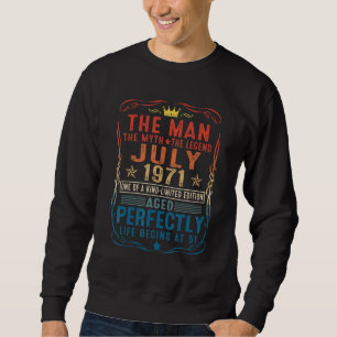 Sudadera Leyenda del mito del hombre julio de 1971 51º cump